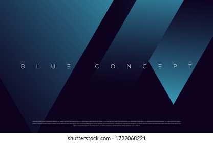 Minimalist deep blue premium abstract background with luxury geometric dark shapes. Exclusive wallpaper design for poster, brochure, presentation, website etc. - Vector EPS