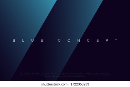 Minimalist deep blue premium abstract background with luxury geometric dark shapes. Exclusive wallpaper design for poster, brochure, presentation, website etc. - Vector EPS