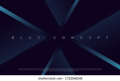 Minimalist deep blue premium abstract background with luxury geometric dark shapes. Exclusive wallpaper design for poster, brochure, presentation, website etc. - Vector EPS