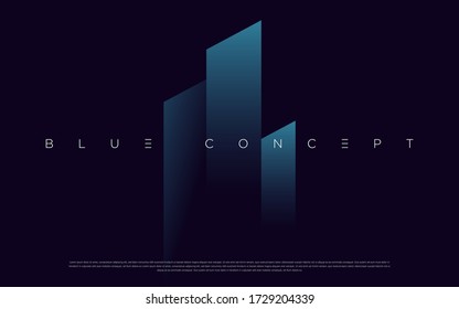Minimalist deep blue premium abstract background with luxury geometric dark shapes. Exclusive wallpaper design for poster, brochure, presentation, website etc. - Vector EPS