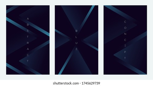 Minimalist deep blue premium abstract background set with luxury geometric dark shapes. Exclusive wallpaper design for poster, brochure, presentation, website etc. - Vector EPS