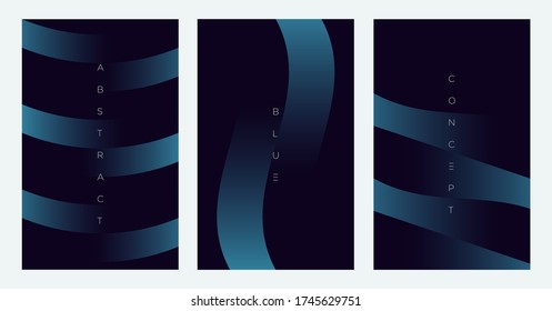 Minimalist deep blue premium abstract background set with luxury geometric dark shapes. Exclusive wallpaper design for poster, brochure, presentation, website etc. - Vector EPS