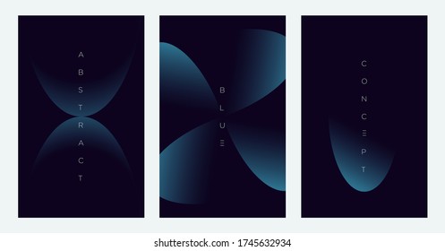 Minimalist deep blue premium abstract background set with luxury geometric dark shapes. Exclusive wallpaper design for poster, brochure, presentation, website etc. - Vector EPS