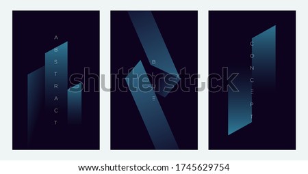 Minimalist deep blue premium abstract background set with luxury geometric dark shapes. Exclusive wallpaper design for poster, brochure, presentation, website etc. - Vector EPS