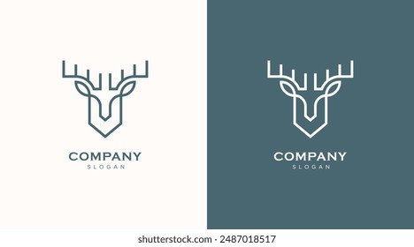 Minimalist deer antlers logo design vector