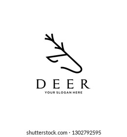 Minimalist deer head line art logo 
design 
