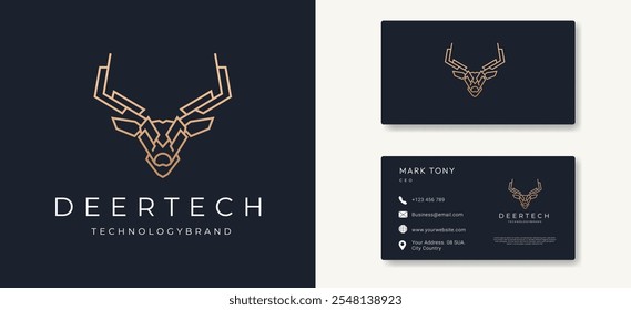 Minimalist Deer Head Logo in Line Art Style Inspiration. Sophisticated and Graceful Design for Luxury and Wildlife Branding. Animal Vector Illustration.