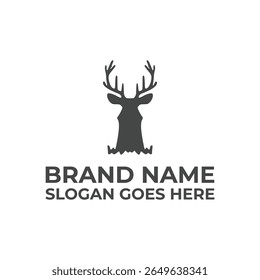 Minimalist Deer Head Logo Template Nature Wildlife Brand Icon Design