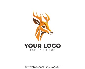 Minimalist Deer Head Logo Vector