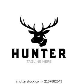 minimalist deer icon logo template vector illustration. Animal Logo. Animal Iconic Shapes. deer silhouette brand Logo design.