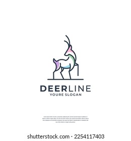 Minimalist deer line logo design template