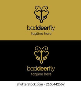 minimalist deer logo design template with line art concept