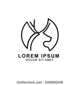 Minimalist Deer logo outline line vector. 