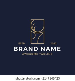 Minimalist Deer Monoline Logo Template
