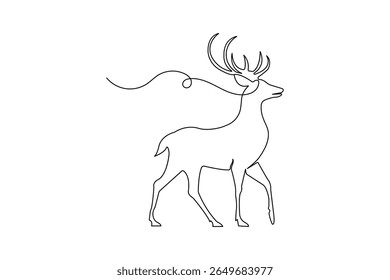 Minimalista cervo um desenho de linha na ilustração de arte vetorial simples moderna