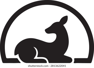 A minimalist deer profile within a bold circular frame evokes sense of wilderness and ecological awareness. Ideal for conservation campaigns.