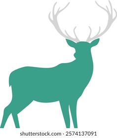 Minimalist deer silhouette set against a serene gradient forest landscape, perfect for nature-inspired digital art and decor.