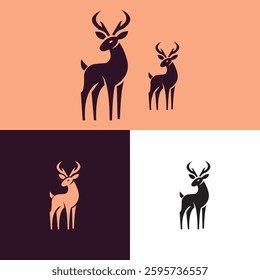 Minimalist Deer Silhouette Vector Set