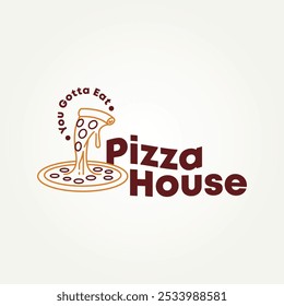 minimalist delicious pizza with mozzarella line art icon logo vector illustration design. simple modern  restaurant, pizzeria, fast food logo concept