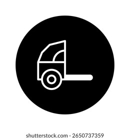 Minimalist delivery truck icon symbol presenting cargo transport and commercial vehicle operation with transportation element and delivery services