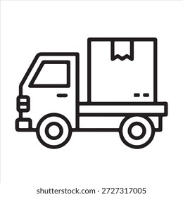 Minimalist Delivery Truck Vector Icon with Cargo Box and Profile View Illustration