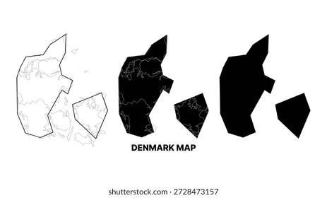 Ilustração minimalista do vetor do mapa da dinamarca