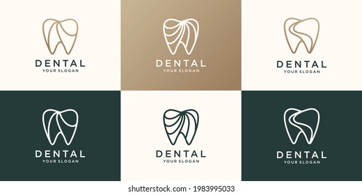 minimalist Dent Logo with line art style concept design vector.