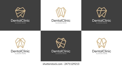 Colección minimalista del logotipo del cuidado dental. Vector de diseño de logotipo de arte de línea geométrica.