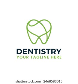 Minimalista Dental, Dentista, Odontología Logo con Amor, Corazón Abstractas Icono de Contorno
