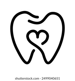 minimalist dental logo with heart in tooth icon