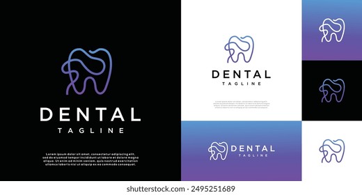 Minimalist dental vector design logo made with lines	