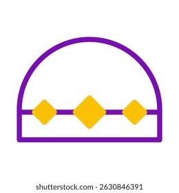Minimalist depiction of an arched structural element accented with geometric shapes