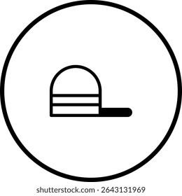 Minimalist depiction of baseball cap icon enclosed within circular frame