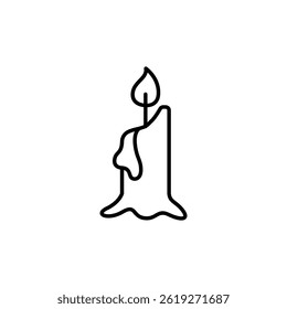 Minimalist depiction of a burning candle, vector illustration art design