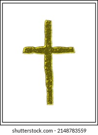 minimalist depiction of a cross with a gold effect