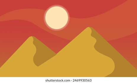Minimalist depiction of a desert landscape at sunset