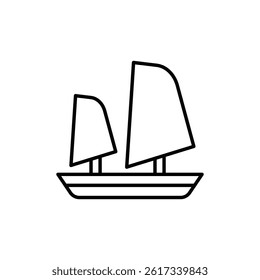 Minimalist depiction of a double-masted sailboat on a white background