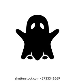 A minimalist depiction of a ghost, defined by its distinct black silhouette and friendly, cartoon-like form.