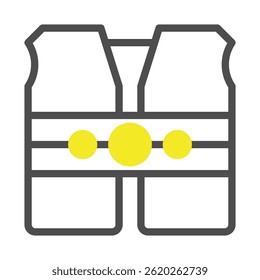 Minimalist depiction of a life vest, symbolizing safety and preparedness for water-based activities, presented in a modern, linear design, suitable for diverse applications