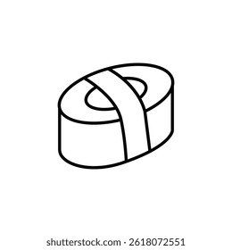 Minimalist depiction of a roll with ribbon, packaging design concept