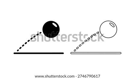 Minimalist depiction of spheres and lines, notable for its bold silhouette style.