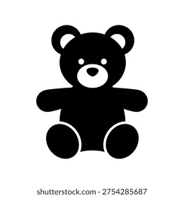 Una representación minimalista de un oso de peluche, notable por su estilo de silueta negra audaz.