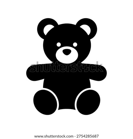 A minimalist depiction of a teddy bear, notable for its bold, black silhouette style.