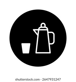Minimalist depiction of a thermos with accompanying glass showcasing simple refreshment and beverage presentation illustration