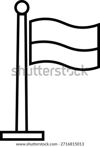 A minimalist depiction of a waving flag, defined by its striking black silhouette style.