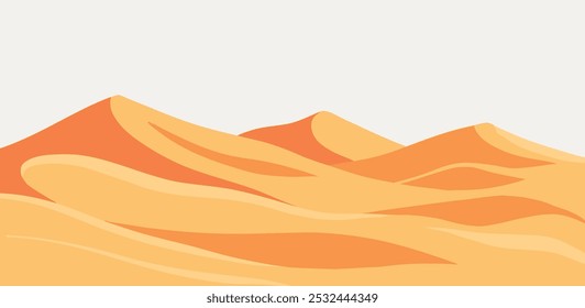 Minimalist desert landscape. Abstract and soft gradient tones of yellow and orange create a serene and simple scene. Perfect for backgrounds, presentations, and modern design themes.