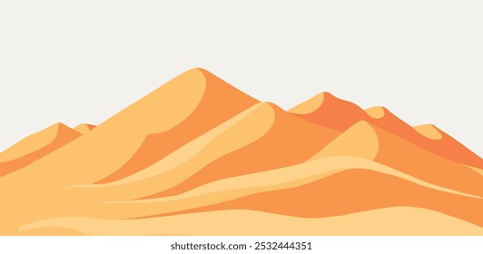 Minimalist desert landscape. Abstract and soft gradient tones of yellow and orange create a serene and simple scene. Perfect for backgrounds, presentations, and modern design themes.