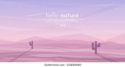 Minimalist desert landscape. Vector illustration