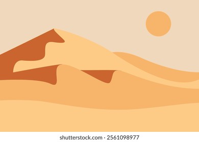 Minimalist Desert Landscape: Warm Tones and Abstract Shapes