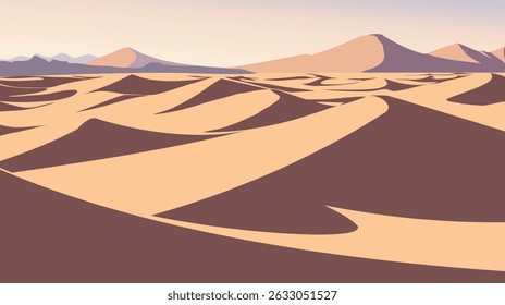 Minimalist Desert Scenery Featuring Sand Dunes, background illustration with nature concept
